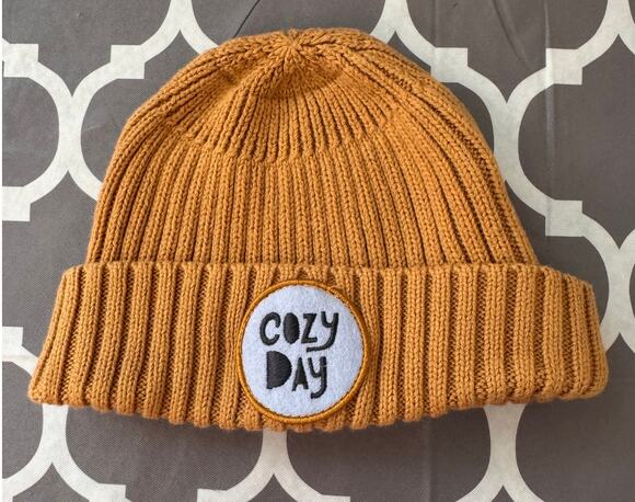 Nordstrom Other - New NORDSTROM Baby Tan Cinnamon Cozy Day Patch Ribbed Beanie Hat Size 12-24M
